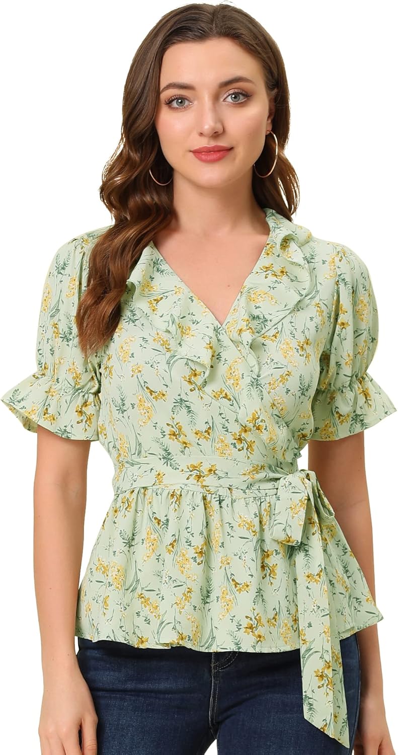 最終値下げAcka georgette peplum tops 完売品 Allegra K Women's 2023 Peplum Tops Sweet Cherry Fruit